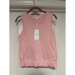LILLY PULITZER, Amalia Sweater Tank Pink Muse, Size Small, Cotton/Cashmere
